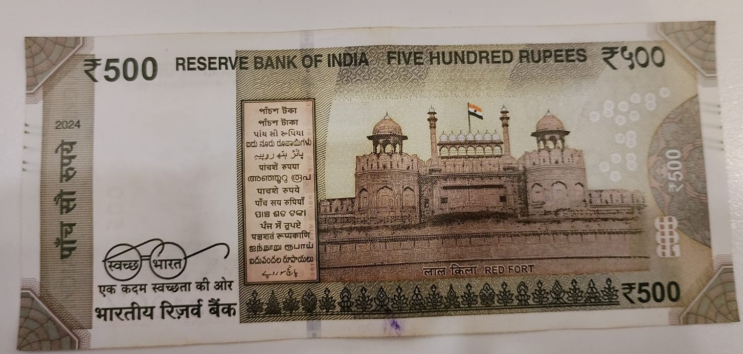₹500 Mahatma Gandhi New Series · 5LQ 734007 — Back