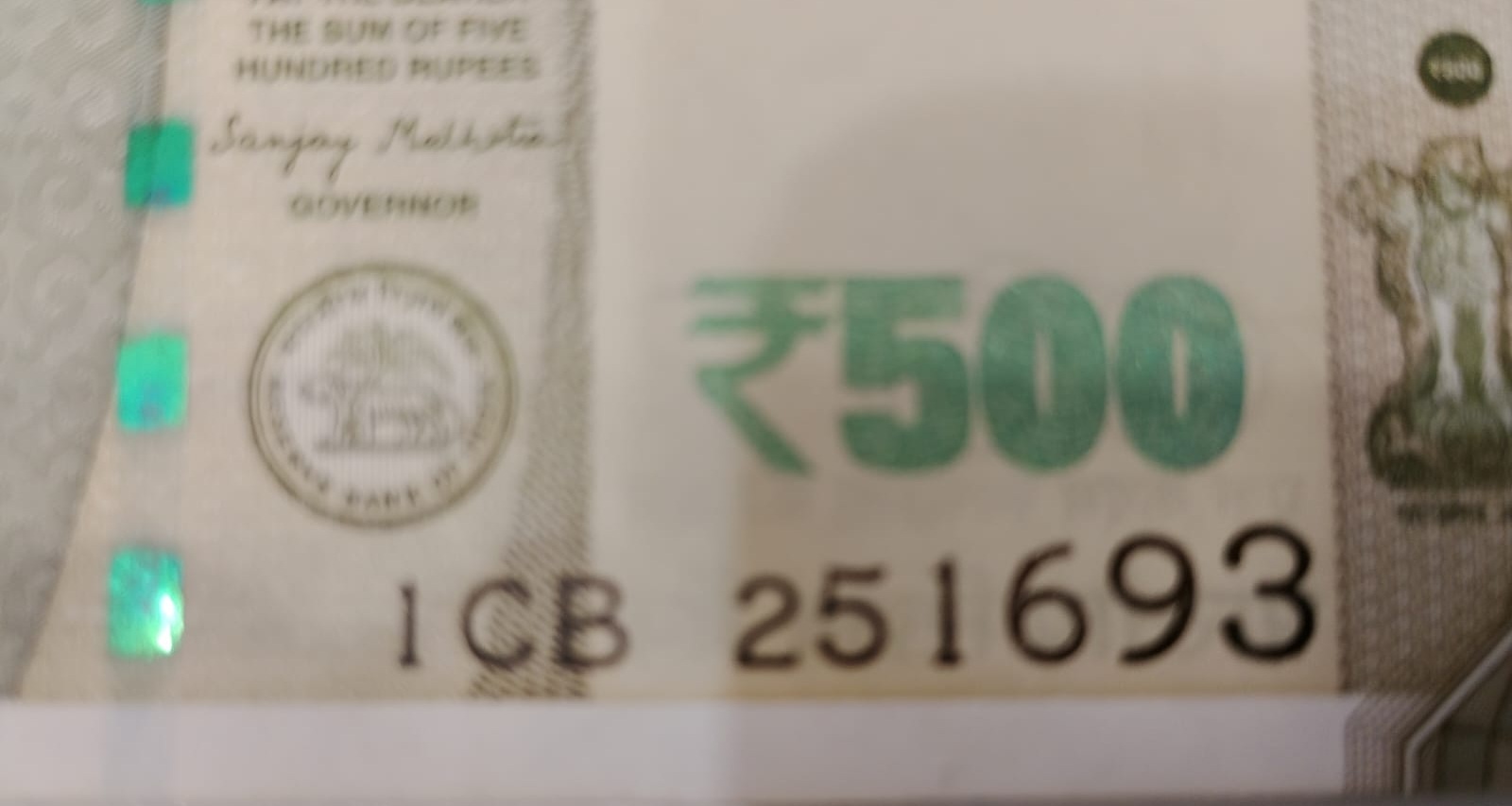 ₹500 Mahatma Gandhi New Series · 1CB 251693 — Back