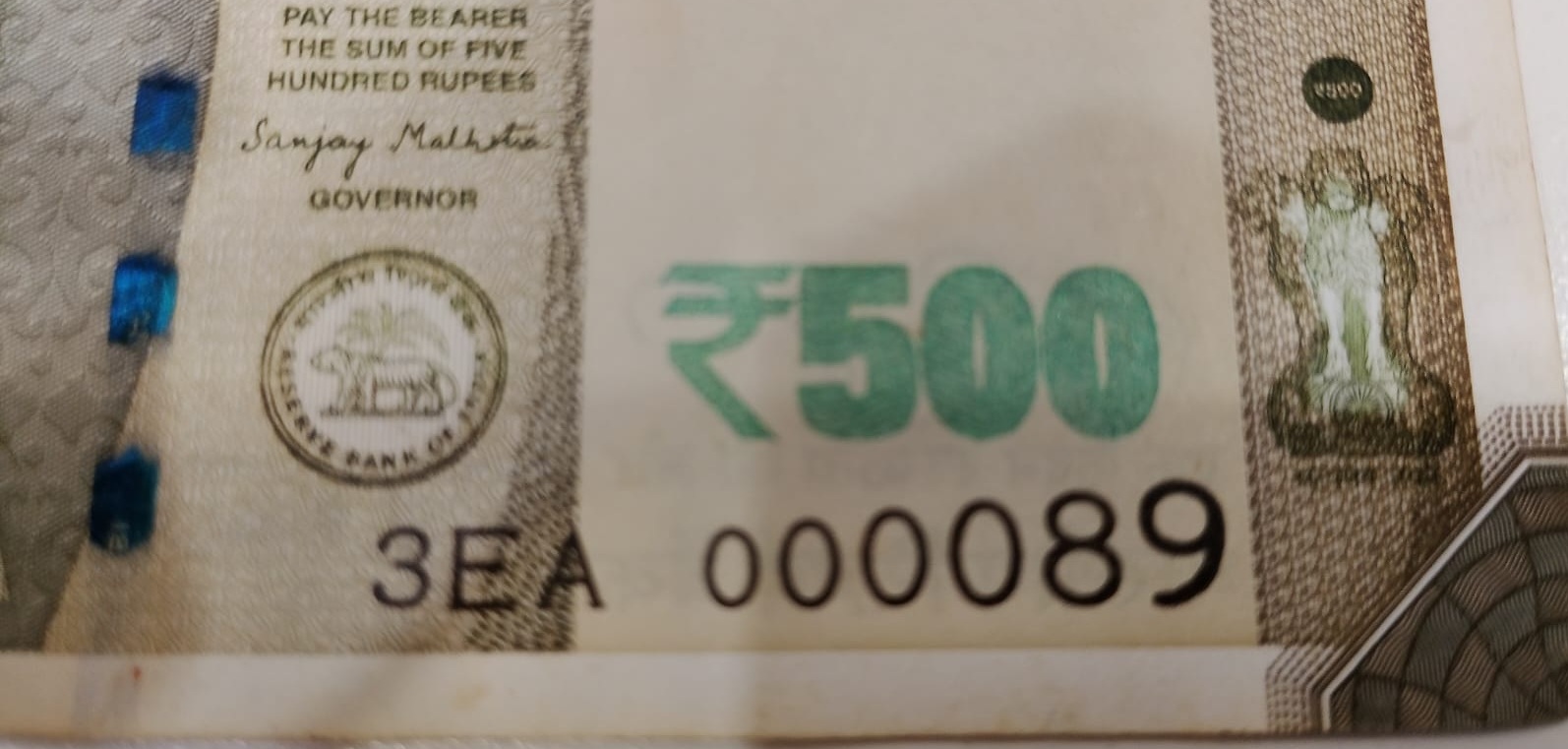 ₹500 Mahatma Gandhi New Series · 3EA 000089 — Detail