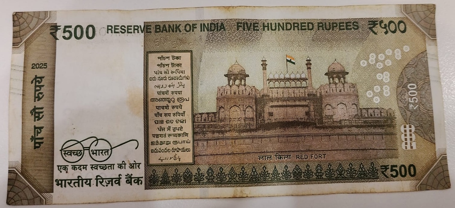₹500 Mahatma Gandhi New Series · 3EA 000089 — Back