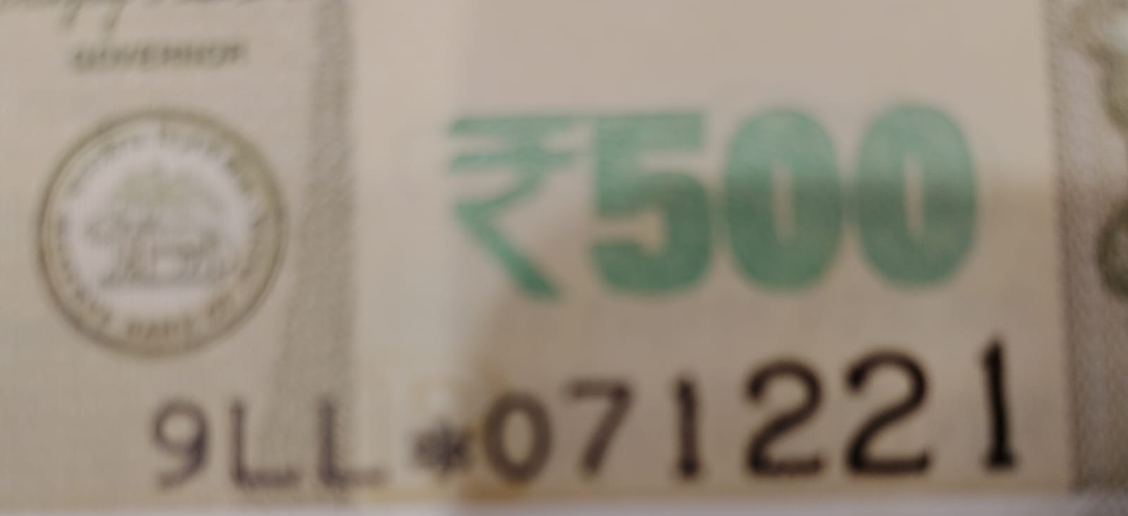 ₹500 Mahatma Gandhi New Series · 9LL*071221 — Detail