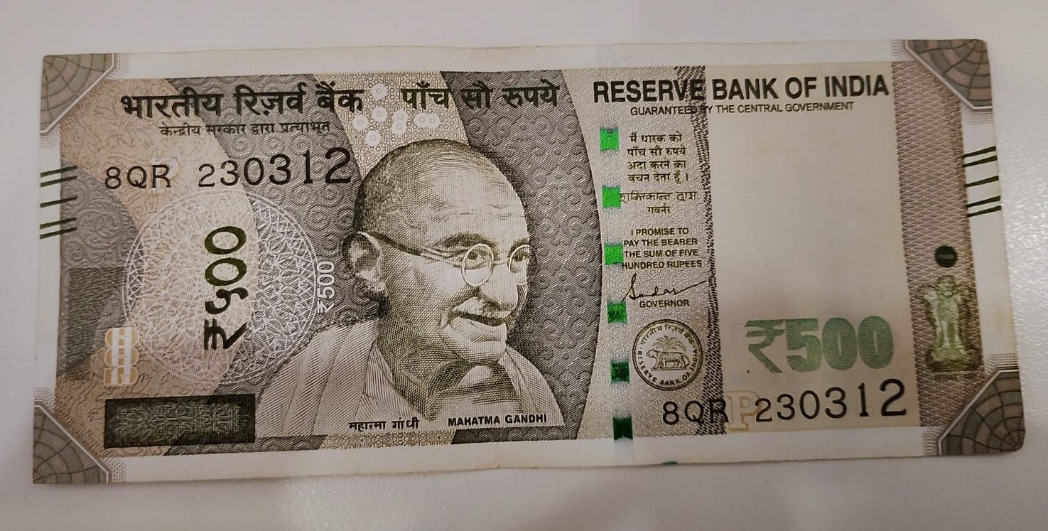 ₹500 Mahatma Gandhi New Series · 8QR 230312