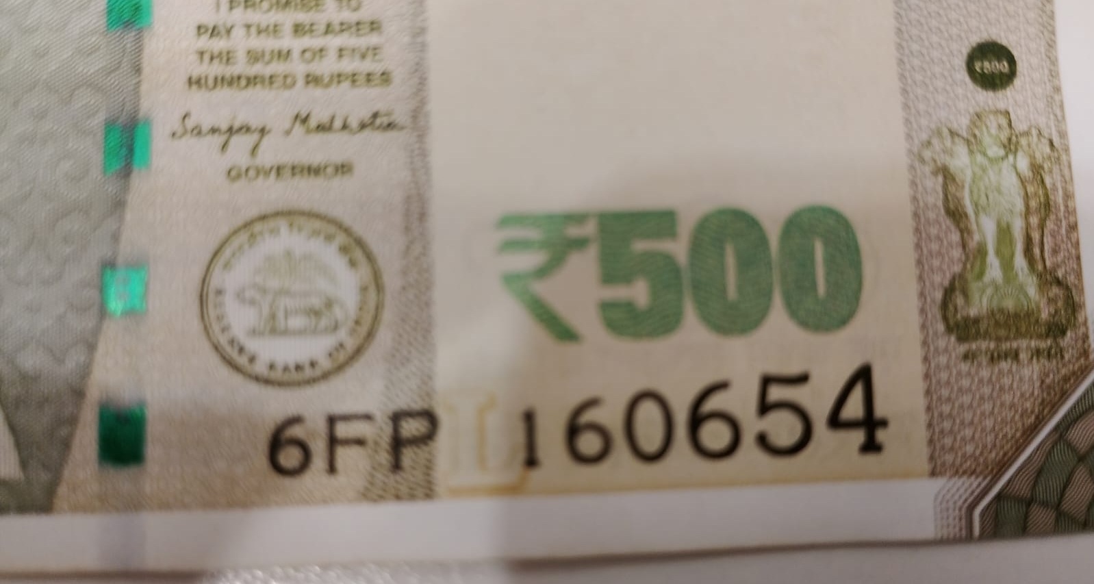 ₹500 Mahatma Gandhi New Series · 6FP 160654 — Detail