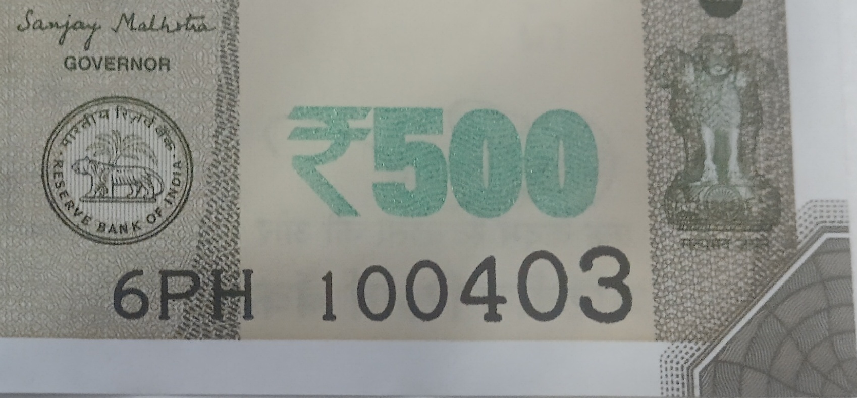 ₹500 Mahatma Gandhi New Series · 6PH 100403 — Back