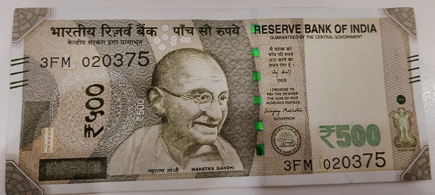 ₹500 Mahatma Gandhi New Series · 3FM 020375