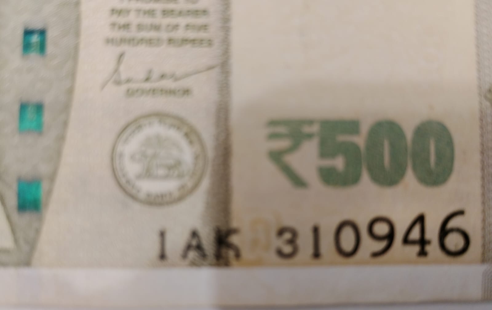 ₹500 Mahatma Gandhi New Series · 1AK 310946 — Detail