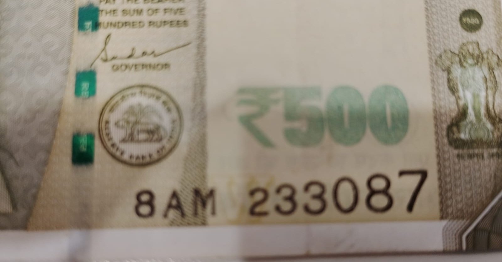 ₹500 Mahatma Gandhi New Series · 8AM 233087 — Detail