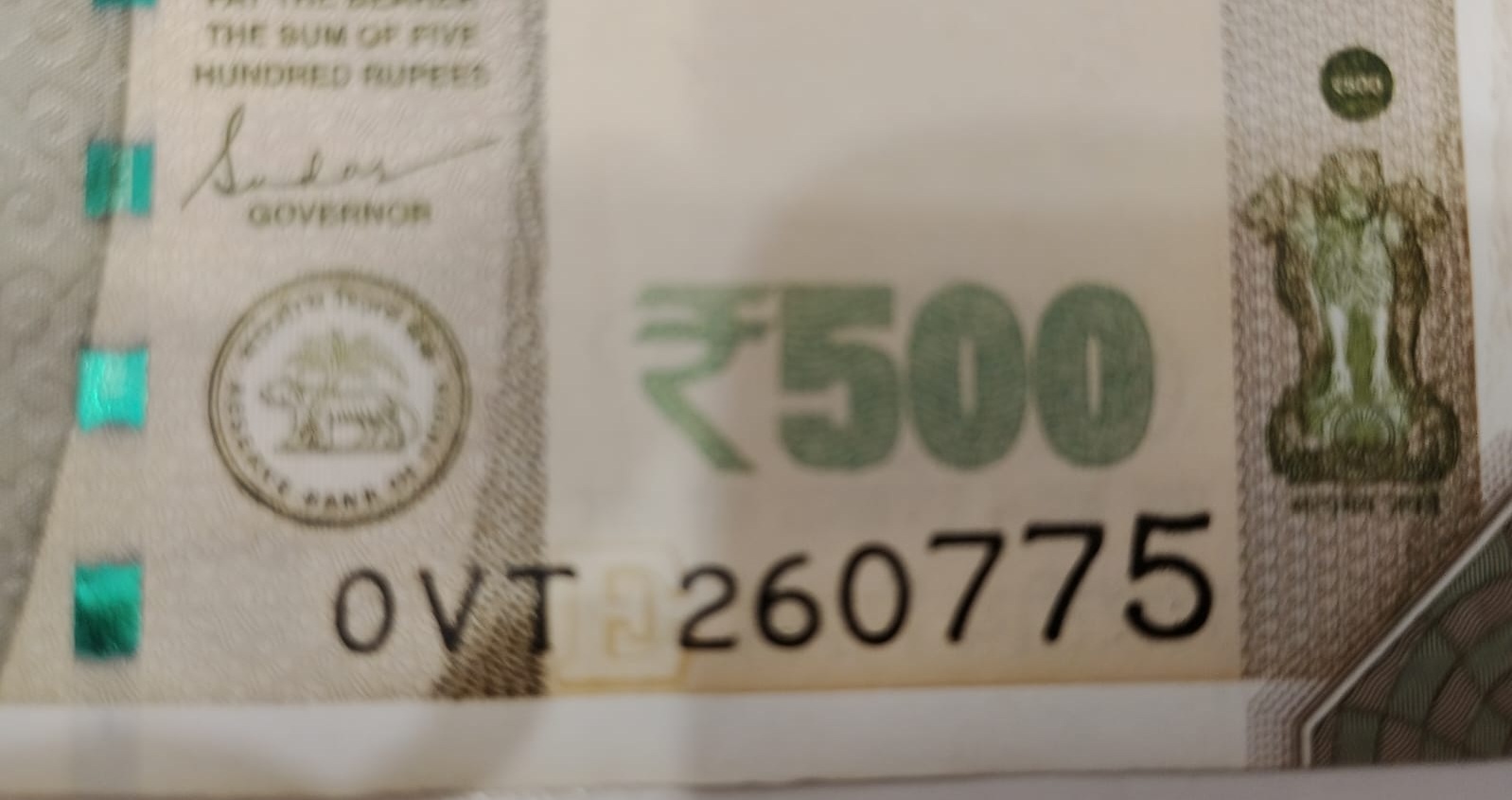 ₹500 Mahatma Gandhi New Series · 0VT 260775 — Detail