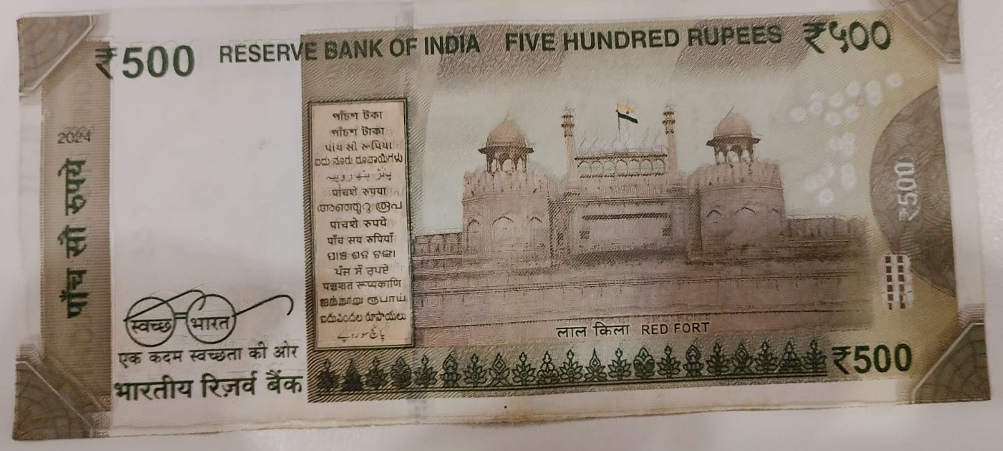 ₹500 Mahatma Gandhi New Series · 0NF 261127 — Back