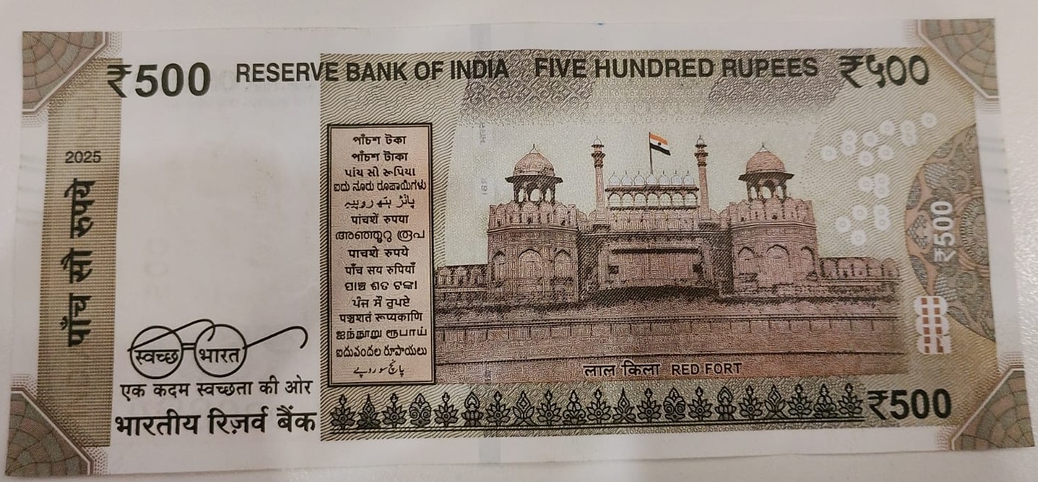 ₹500 Mahatma Gandhi New Series · 9FH 030894 — Back