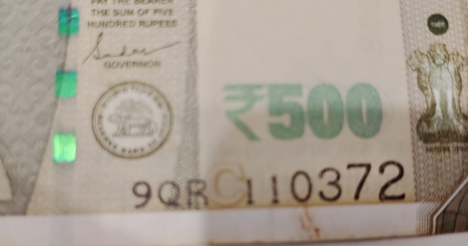 ₹500 Mahatma Gandhi New Series · 9QR 110372 — Detail